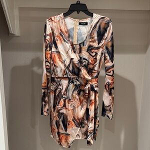 Chic Women's Abstract Long Sleeve Dress